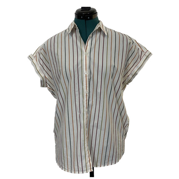 Madewell Tops - Madewell Central Shirt Womens‎ S Rainbow Stripe Cotton Short Sleeve Button Down